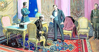 Отречение императора Николая II. Современный рисунок.