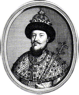 Портрет царя Алексея Михайлович. Гравюра с оригинала Лармессена. Прижизненный портрет